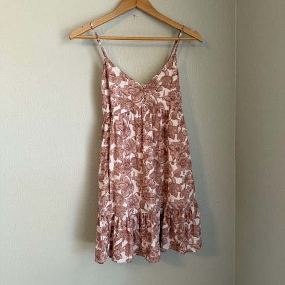 Abercrombie & Fitch Women’s Sweetheart Floral Babydoll Mini Linen Blend Dress, S - Picture 2 of 9